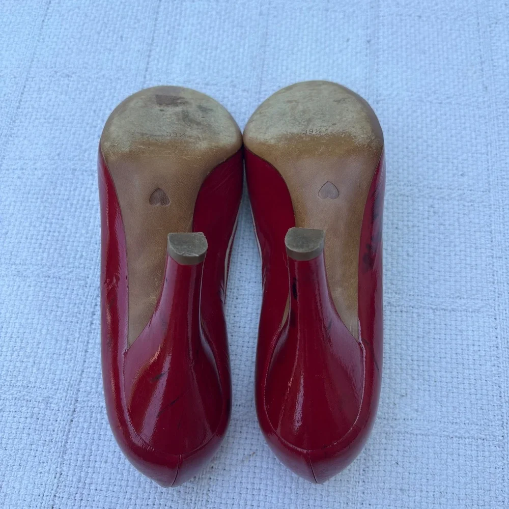 Women's EU 39.5 MOSCHINO Cheap and Chic Red Patent Bow High Heel Pumps Italy